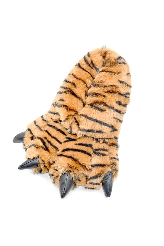 Funny Slippers Grizzly Bear Stuffed Animal Furry Claw Paw Slippers Toddlers, Kids & Adults Costume Footwear (Medium - (Big Kids), Bengal Tiger)