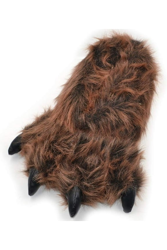 Funny Slippers Grizzly Bear Stuffed Animal Furry Claw Paw Slippers Toddlers, Kids & Adults Costume Footwear (X-Large - (Men's Size), Brown Grizzly Bear)