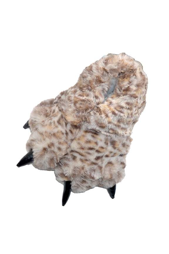Funny Slippers Grizzly Bear Stuffed Animal Furry Claw Paw Slippers Toddlers, Kids & Adults Costume Footwear (X-Large - (Men's Size), Sienna Leopard)
