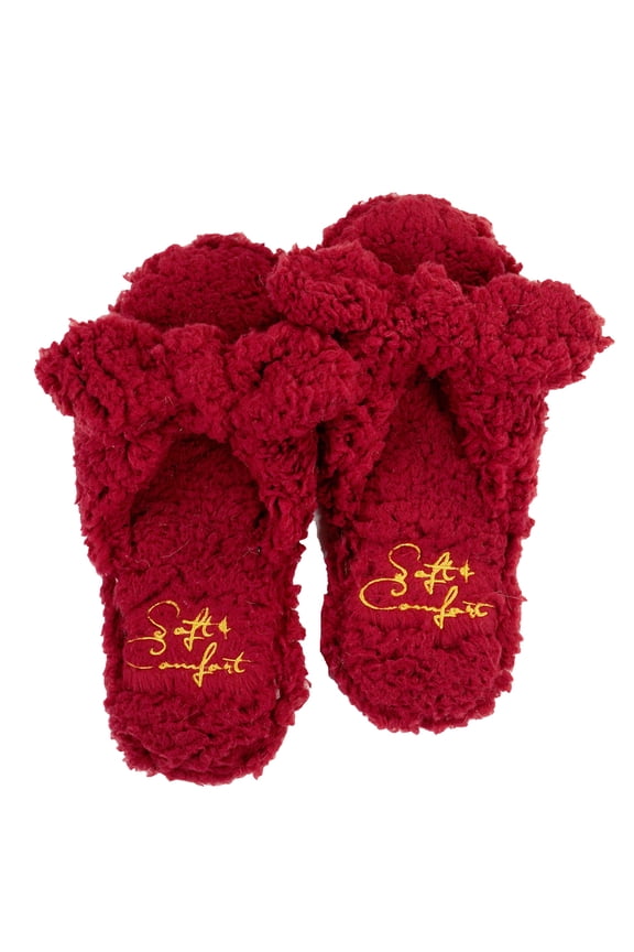 Indoor Cute Female Woman flip Flop Summer Kawaii House Slippers Floor Fluffy Slippers (7-8 US, Ruby)