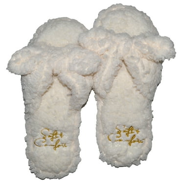 Millffy Indoor Cute Female Woman flip Flop Summer Kawaii House Slippers Floor Fluffy Slippers (7-8 US, White)