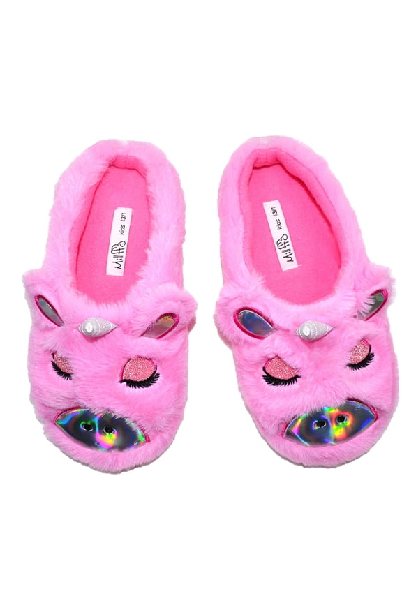 Soft Fuzzy Animal Slippers Mother Daughter Sloth Foot Pals Rainbow Unicorn Slippers for Girls Women (10-11 Little Kid, Unicorn Kids)