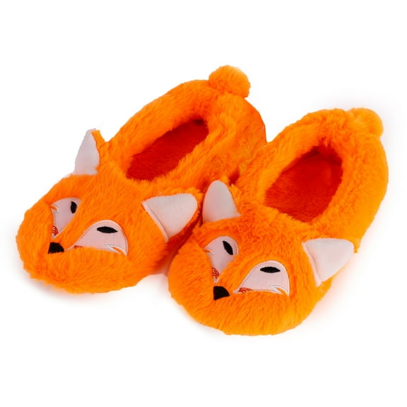 Millffy Softest and Best Made slippers animals slippers Women's Ballerina Faux Fur Cuffed Slipper Socks (US 7-8, Fox)