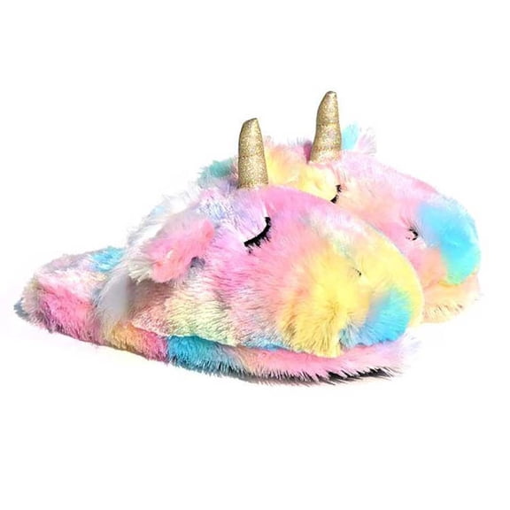 Millffy Stuffed Animal Unicorn Slippers | Cute Rainbow Plush Slipper | Fluffy Girls Home Shoes (9-10 US Women, Rainbow Unicorn)