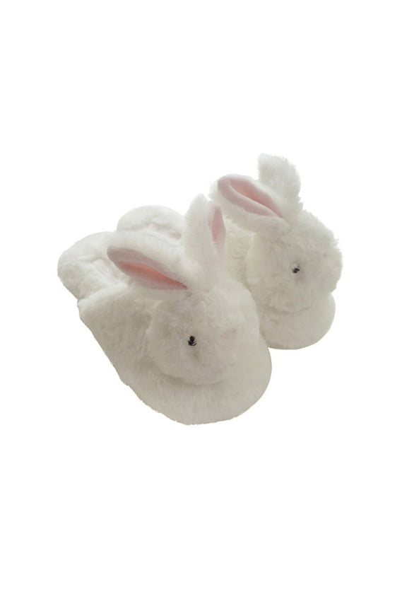 Winter New Plush Animal Head panda Slippers Cute fox Plush Rabbit Indoor Home Slippers (7-8,Rabbit Head)