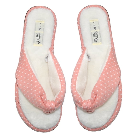 Millffy Women's mesh Slipper summer flip Flop Sandals flip-Flops Floral Cotton Slippers (US 7-8,Pink)