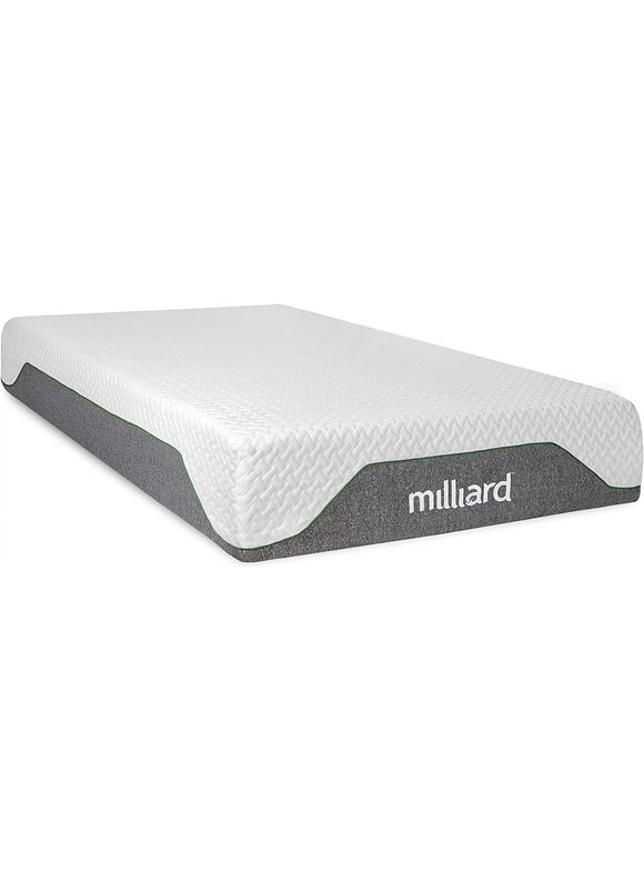 Milliard 10 inch Firm Memory Foam Mattress Bed-in-a-Box/Pressure Relieving, Classic (Queen)