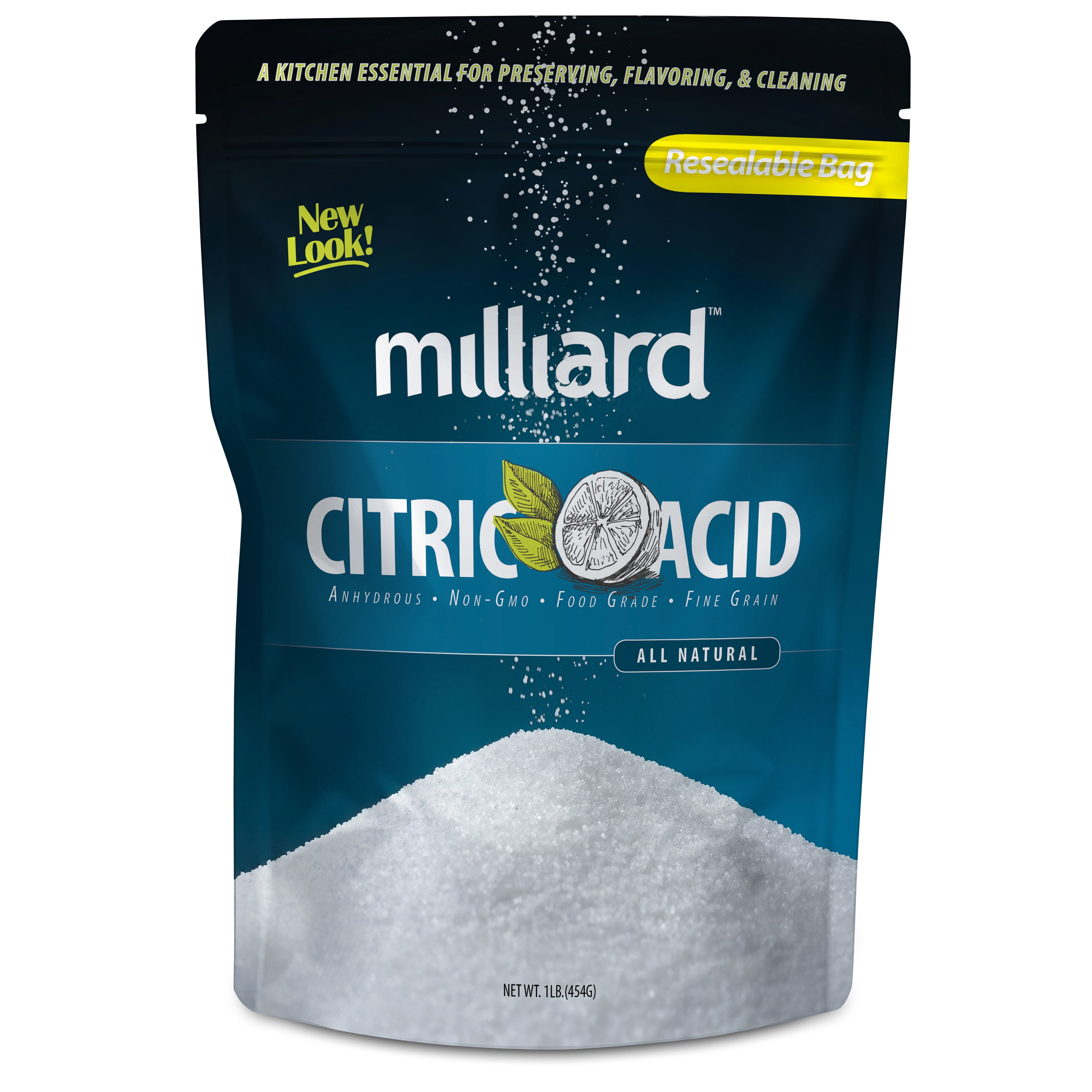 Milliard 100% Pure Food Grade Citric Acid - Non-GMO 1lb, Lemon Flavored 