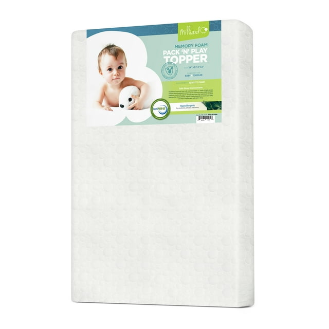 Milliard 2" Waterproof Memory Foam Mattress Topper, Crib Bed