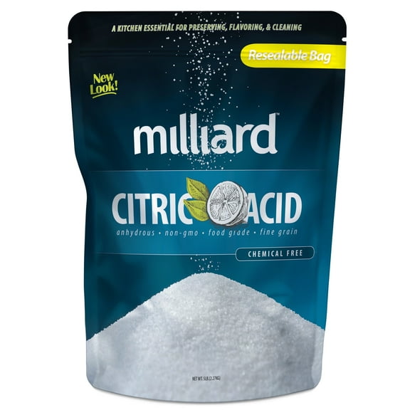 Milliard 5 Pound Pure Food Grade Citric Acid - NON-GMO, Great for Bath Bombs