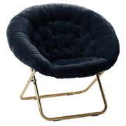 Milliard Cozy Chair / Faux Fur Saucer Chair for Bedroom / x-Large, Navy