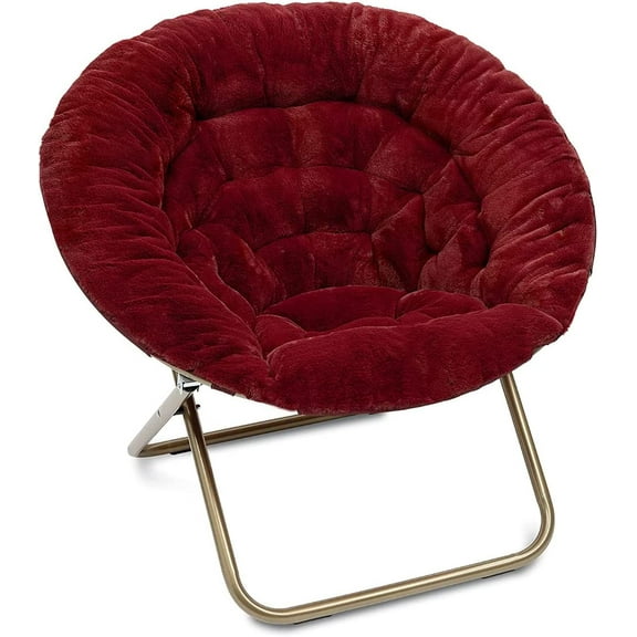 Milliard Cozy Chair / Faux Fur Saucer Chair for Bedroom / x-Large, Red