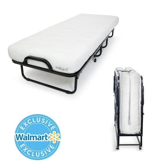 Milliard Diplomat Adjustable Size Modern Folding Bed with Memory Foam Mattress