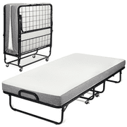Milliard Diplomat Folding Bed with Luxurious Memory Foam Mattress and Super Strong Sturdy Frame, Cot Size, 75 x 31