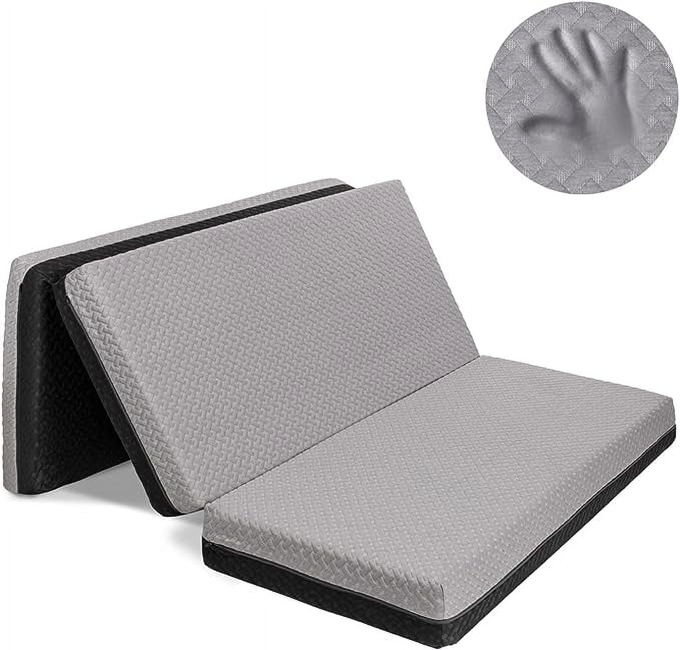 Full Size Gray Memory Foam Tri Folding Mattress with Waterproof Cover