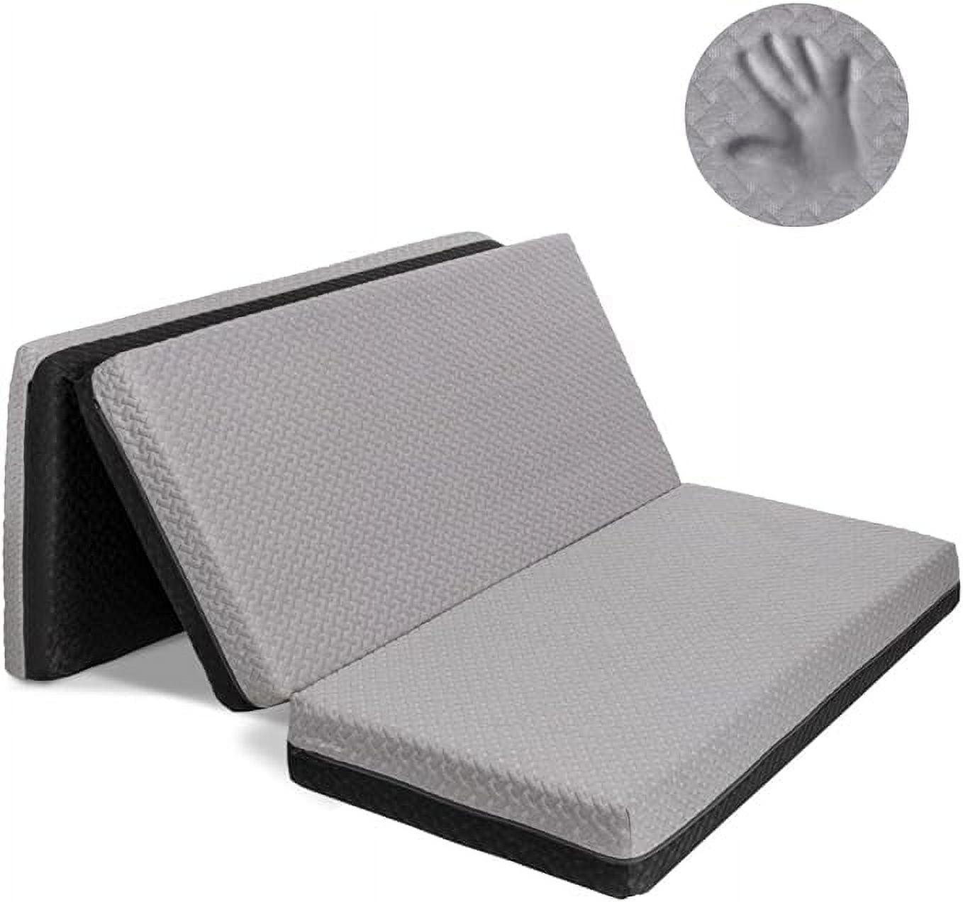 Queen Gray and Black Memory Foam Tri-Folding Mattress