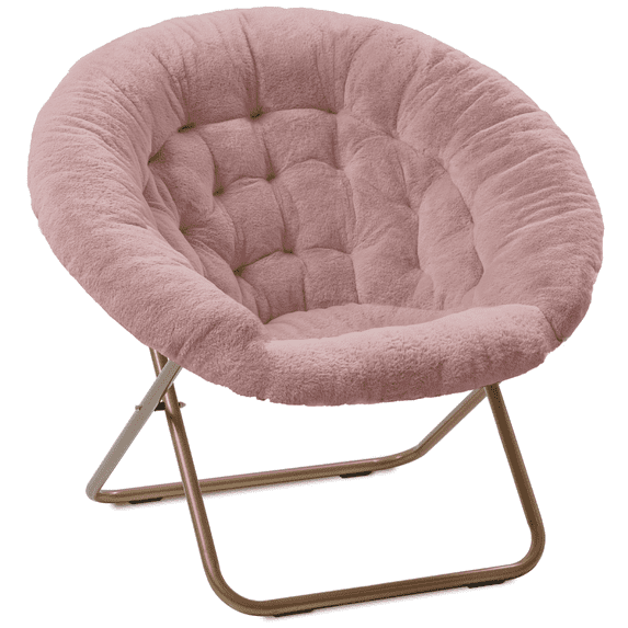 Milliard Cozy Chair / Faux Fur Saucer Chair for Bedroom / x-Large, Pink