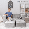 thumbnail image 1 of Milliard Grey Kids Couch - Modular Kids Sofa for Toddler and Baby, Velour Cover, 1 of 7