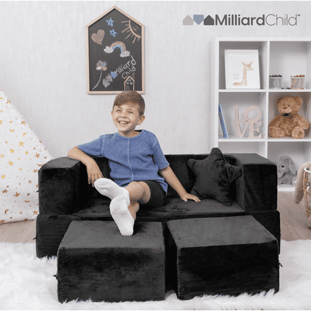 Milliard Kids Modular Sofa Black with Star Pillow