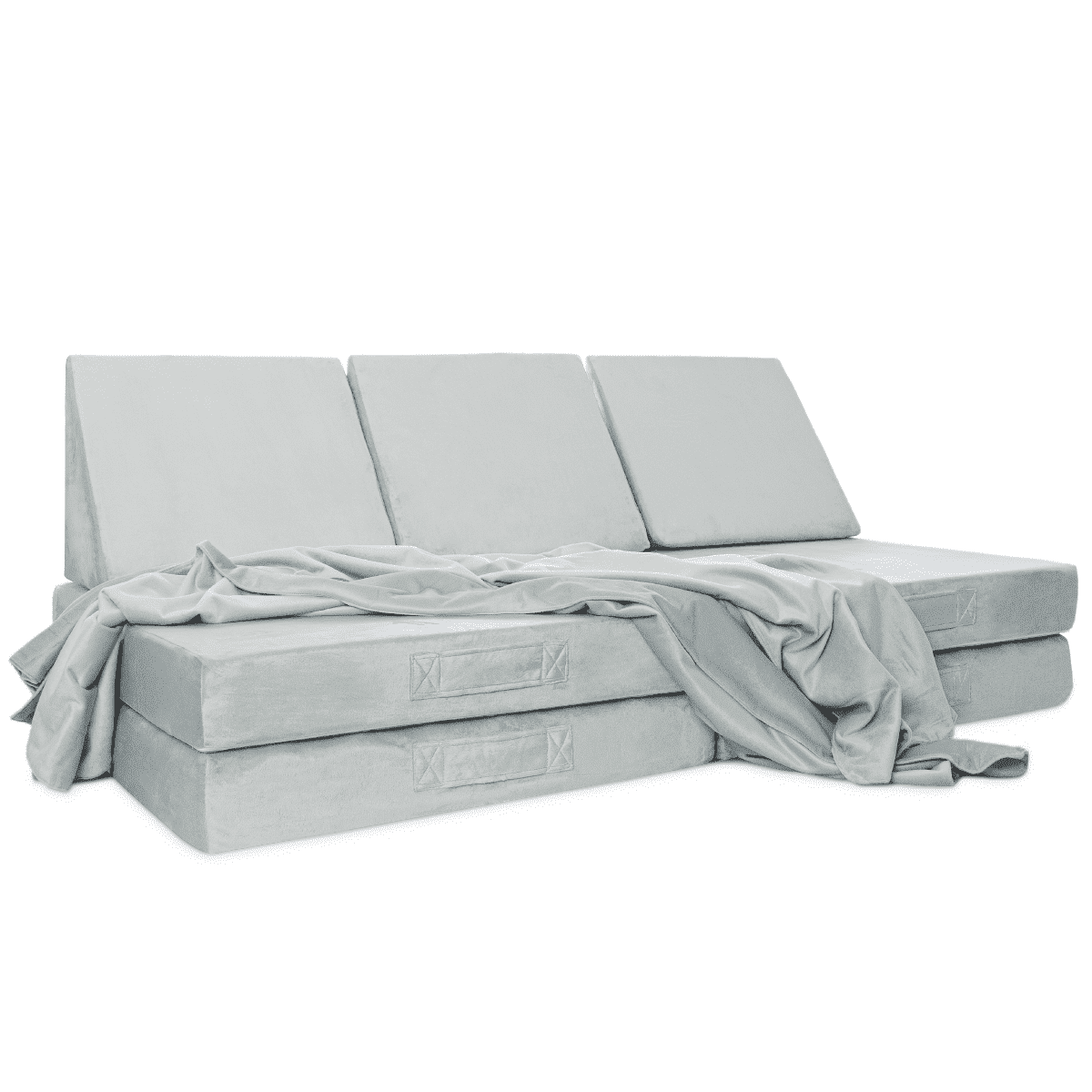Milliard Kids and Toddler Sofa Play Couch for Playroom and Bedroom, Soft Grey Velour Fabric, with Bonus Blanket