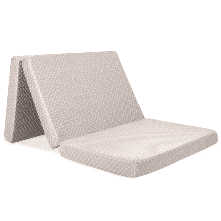 Milliard Premium Folding Mattress, Memory Foam Tri Fold with Waterproof Washable Cover, Space Saver Single Size (75 inchx25 inchx4), Beige