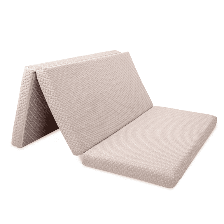 Milliard Premium Folding Mattress, Memory Foam Tri Fold with Waterproof Washable Cover, Space Saver Single Size (75 inchx25 inchx4), Beige
