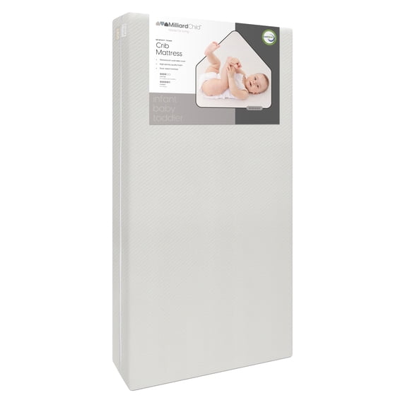 Milliard Premium Memory Foam Hypoallergenic Infant & Toddler Crib Mattress, Waterproof Cover, Dual Stage