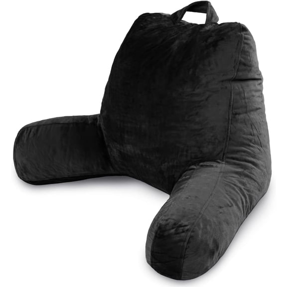 Milliard Reading Pillow with Arms, Black, Cozy Shredded Memory Foam Back Pillow for Bed Sitting Up - Sit Up Backrest Support for Reading & Rest Bed - Washable Cover, Adjustable Comfort, CertiPUR