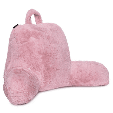 Milliard Reading Pillow with Shredded Memory Foam, Back Rest Pillow for Sitting in Bed with Faux Fur Removable Cover –18x15 inches (Pink)