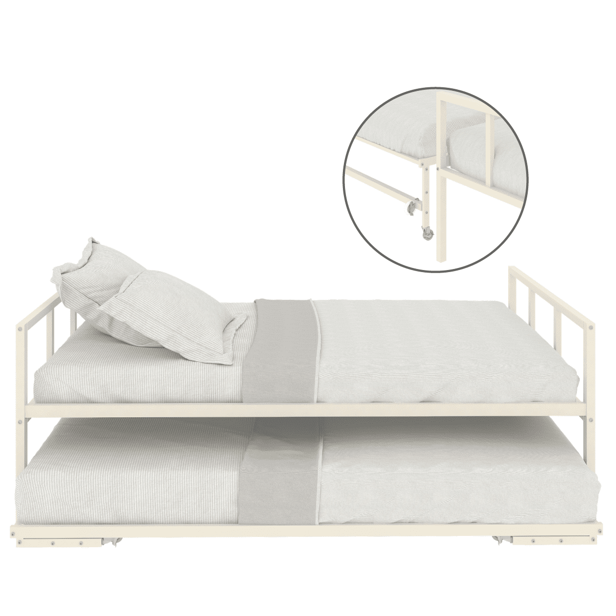 Milliard Twin Daybed and Fold Up Trundle Set, Frame Mattresses Sold