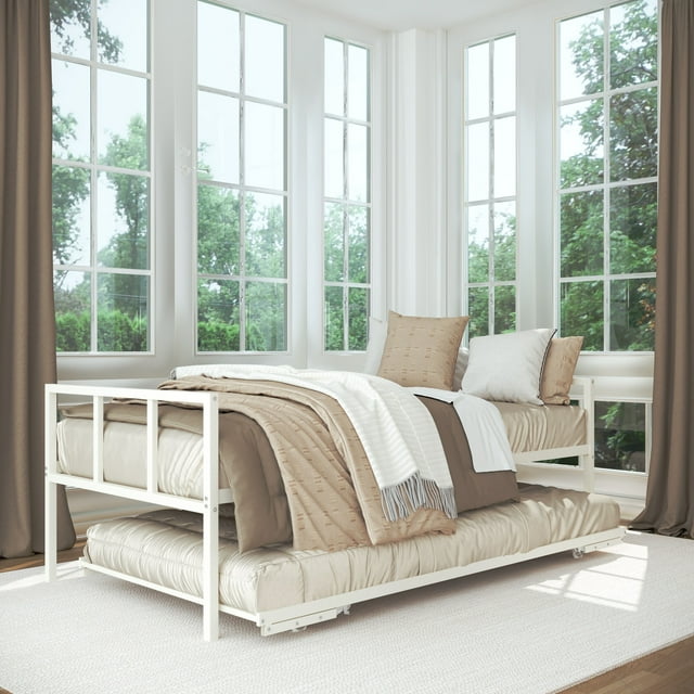 Milliard Modern Metal Twin Daybed with PopUp Trundle Set, Frame