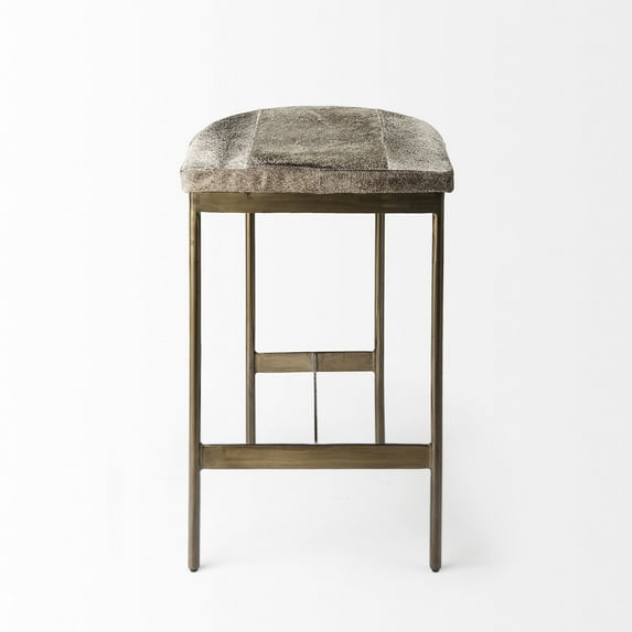 Millie 16.5L x 18.0W x 26.0H Gray Hair On Leather Hide Stool