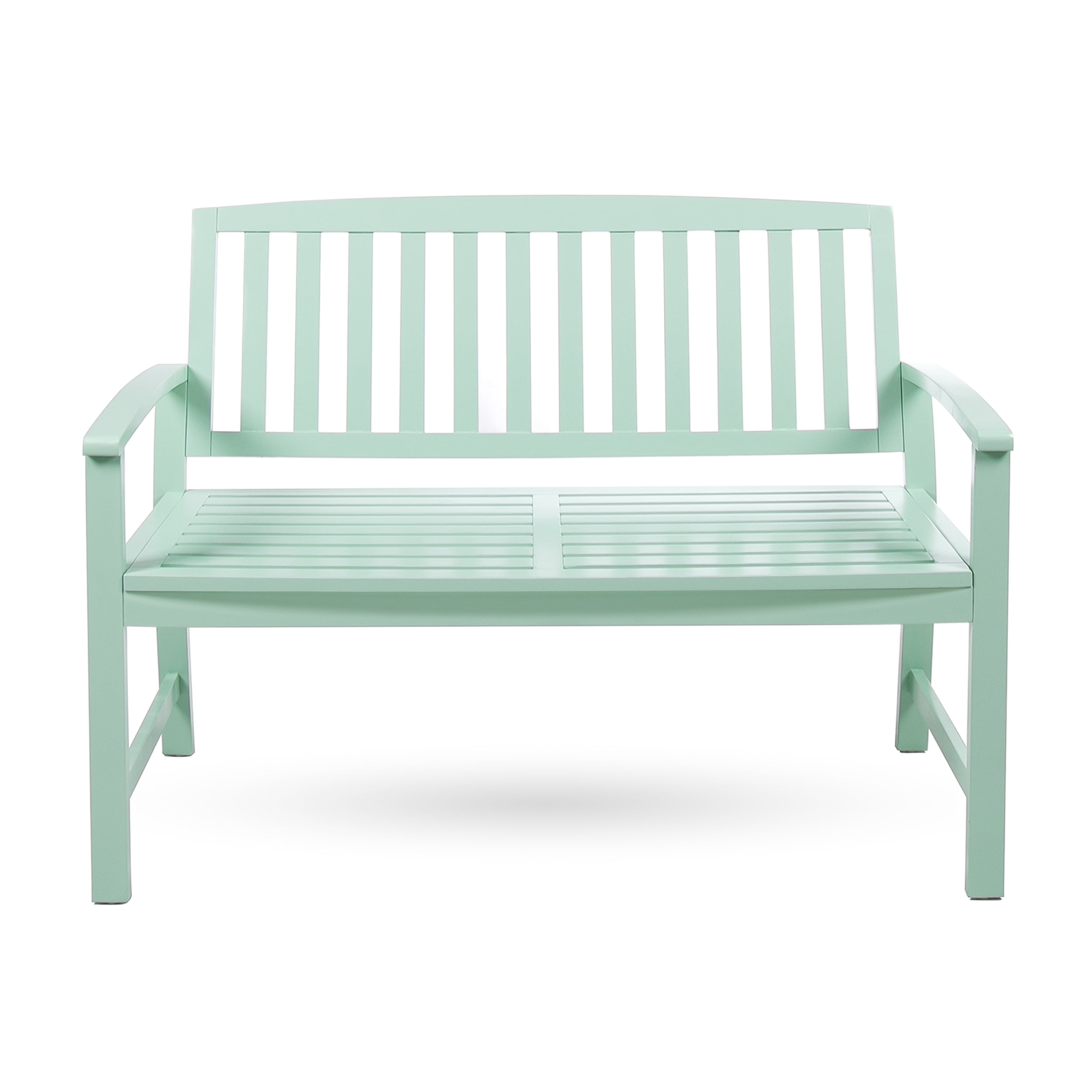 Light Mint Acacia Wood Farmhouse Outdoor Bench