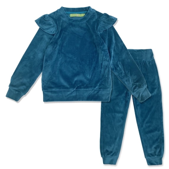 Millie Love Lily Girls' Teal Rib Velour Jogger Set, Toddler Girl, Size 3T (2-PCS)
