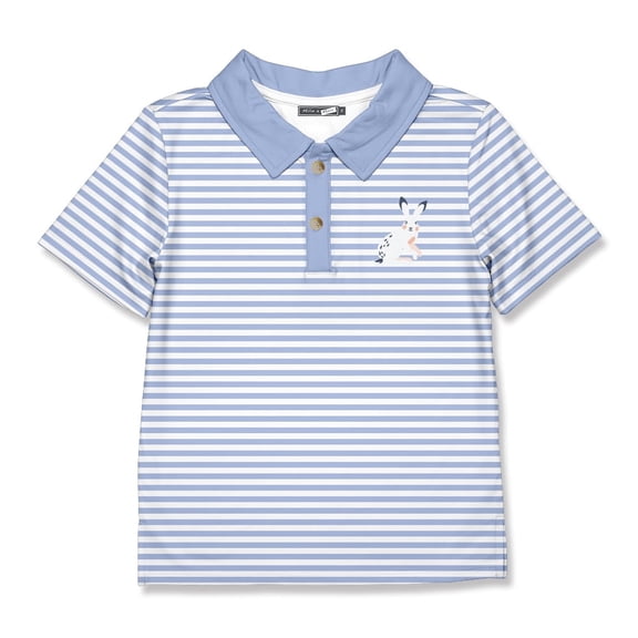 Millie Loves Lily Boys Blue Easter Stripe Short Sleeve Polo Shirt, Size 5