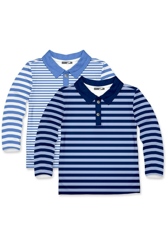 Boys' Marina Blue Stripe & Navy Stripe Polo Shirts, Toddler Boy, Size 3T, 2-PCS