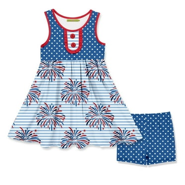 Millie Loves Lily Female Blue Fireworks Dress & Matching Short Set size (2T-12)