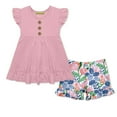 thumbnail image 1 of Millie Loves Lily Female Dusty Pink Angel-Sleeve Top & Madison Floral Ruffle Shorts (2T-12), 1 of 3