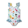 thumbnail image 1 of Millie Loves Lily Female Ice Blue Mermaid Ruffle-Accent Swimsuit One-piece UPF 50, Sizes 2T-10, 1 of 8