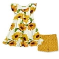 thumbnail image 1 of Millie Loves Lily Female Marigold & Cream Sunflower Angel Sleeve Dress and Matching Short Set (2T-12), 1 of 3