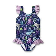 Millie Loves Lily Female Navy Sea Octopus Ruffle-Accent Swimsuit One-piece UPF 50, Sizes 2-10