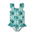 thumbnail image 1 of Millie Loves Lily Female Turquoise Tie-Dye Turtle Ruffle-Accent One-Piece Swimsuit, Size 2-10, 1 of 6