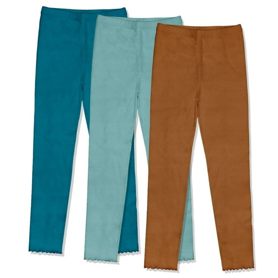 Millie Loves Lily Girls' 3-Pack Ribbed Legging Set, Big Girls, Size 5