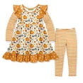 thumbnail image 1 of Millie Loves Lily Girls Caramel and Cream Pumpkin Dress & Legging Set, Big Girl, Size 6, 1 of 3