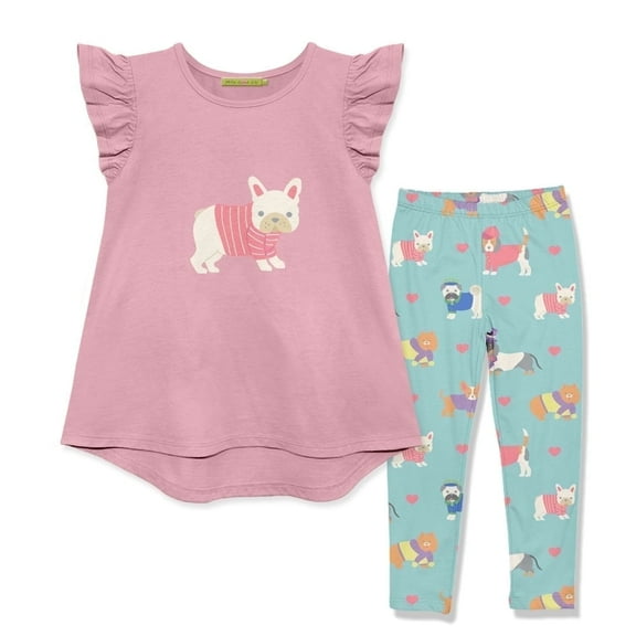 Millie Loves Lily Girls Dusty Pink Doggie Days Top & Legging Set size (2T-12)