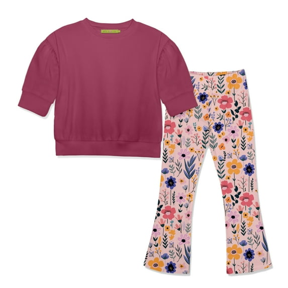Millie Loves Lily Girls Dusty Rose Top and Flared Legging Set,Big Girls, Size 6