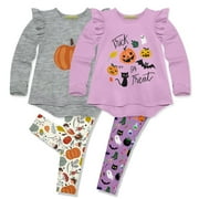 Millie Loves Lily Girls Lilac & Grey Halloween & Fall Harvest 4-PC Top Legging Set Size (2T-12)
