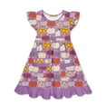 thumbnail image 1 of Millie Loves Lily Girls' Lilac Pumpkin Print, 2- Pocket Dress, Big Girl, Size 6, 1 of 6
