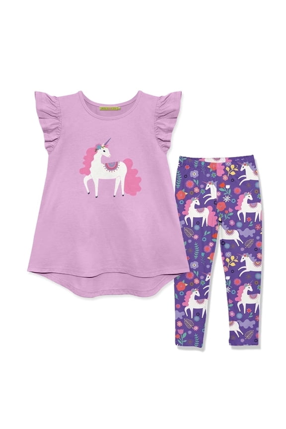 Girls Lilac Unicorn Top & Legging Set Size (2T-12)
