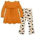 thumbnail image 1 of Millie Loves Lily Girls Marigold Ruffle Top & Turkey Pumpkin Legging Set Size (2T-12), 1 of 4